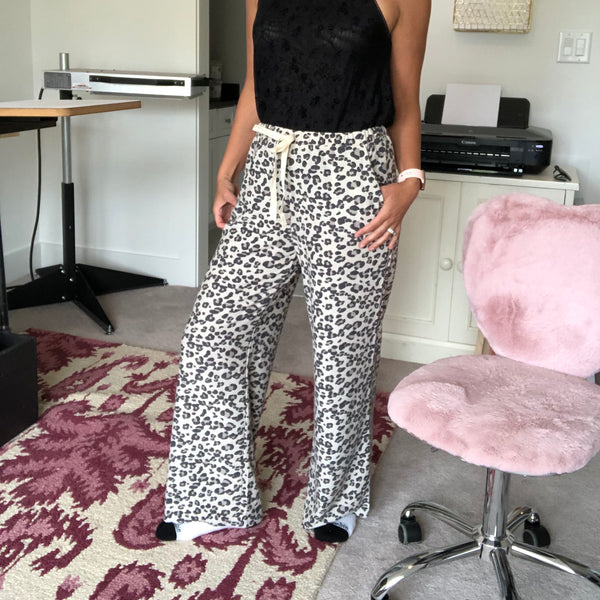 Wide Leg Leopard Print Pajama Pants Leopard Lounge Pants